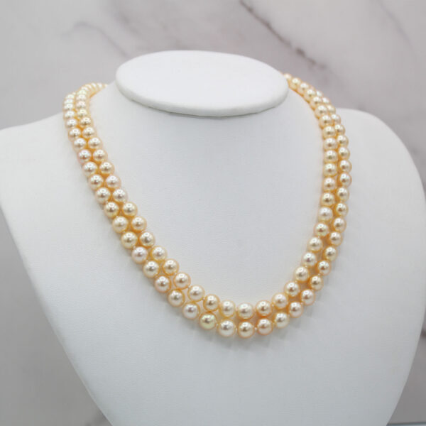 "Champagne Gold" Vintage Double Pearl Strand - Image 3