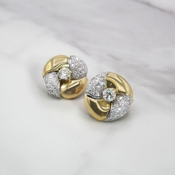 "Blossom" Vintage Diamond Earrings - Image 2