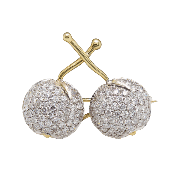 "Diamond Cherries" Vintage Pin