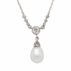 "Old World Glamour" Antique Diamond and Pearl Pendant