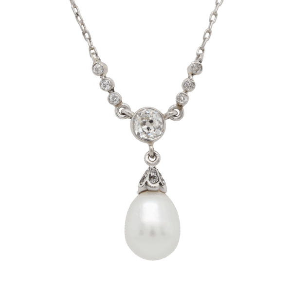 "Old World Glamour" Antique Diamond and Pearl Pendant