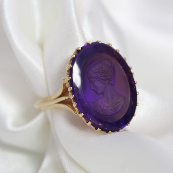 "Lovely Lady" Antique Amethyst Intaglio Ring - Image 2