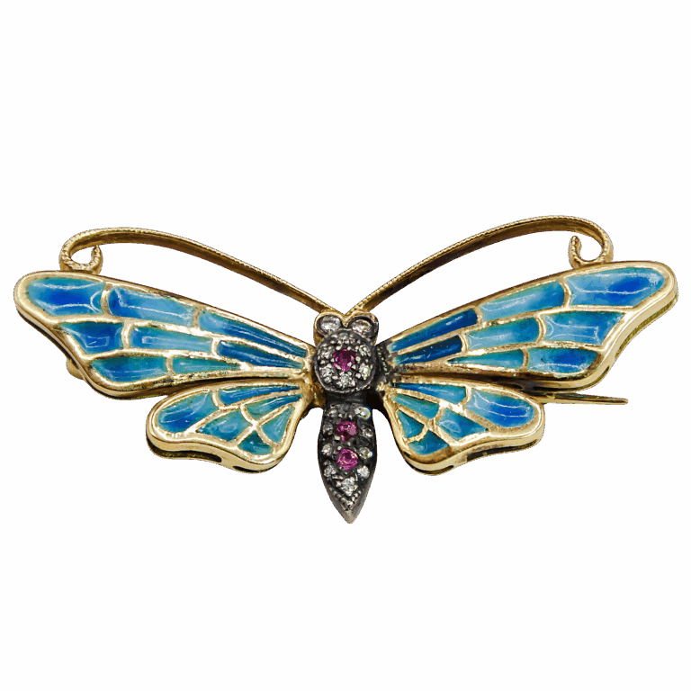 "Azure Whisper" Plique-à-Jour Butterfly Brooch