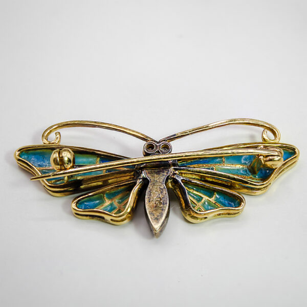 "Azure Whisper" Plique-à-Jour Butterfly Brooch - Image 3