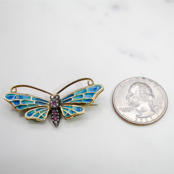 "Azure Whisper" Plique-à-Jour Butterfly Brooch - Image 4