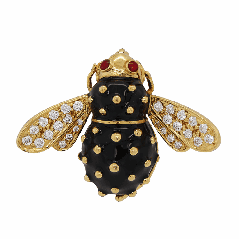 "Bumble Bee" HIDALGO Enamel Diamond Pin