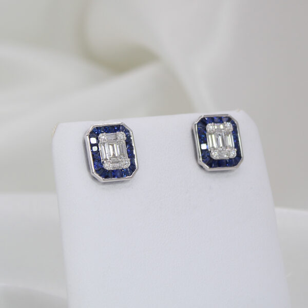 "Era Echoes" Art Deco Sapphire Earrings - Image 2