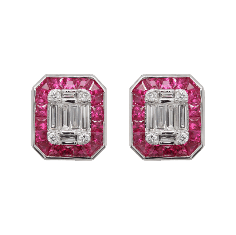 "Radiant Revival" Art Deco Ruby Earrings