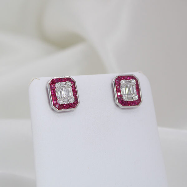 "Radiant Revival" Art Deco Ruby Earrings - Image 2