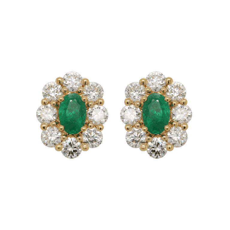 "Halo Harmony" Estate Emerald Stud Earrings