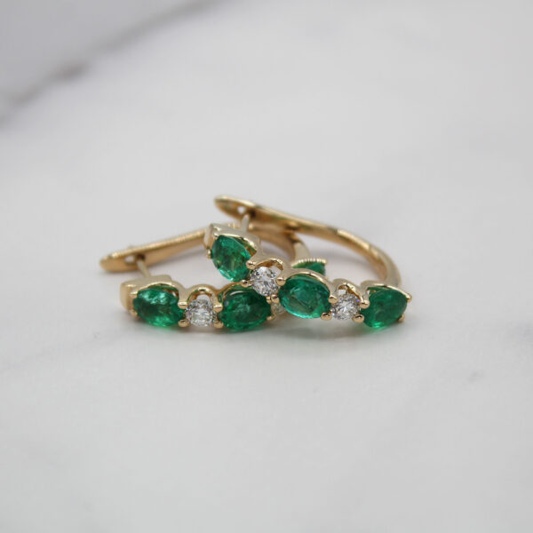 "Classic Green" Estate Emerald Hoop Earrings - Image 2