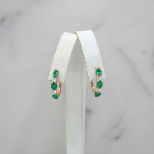 "Classic Green" Estate Emerald Hoop Earrings - Image 3