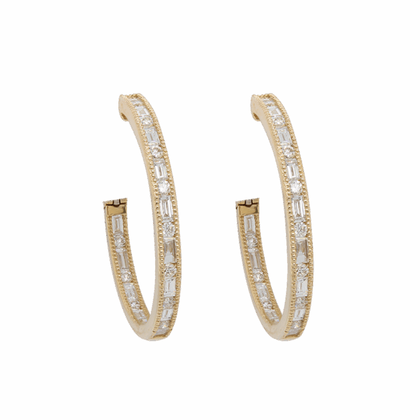 "Brilliant Baguettes" Diamond Hoop Earrings
