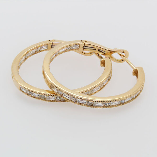 "Brilliant Baguettes" Diamond Hoop Earrings - Image 2