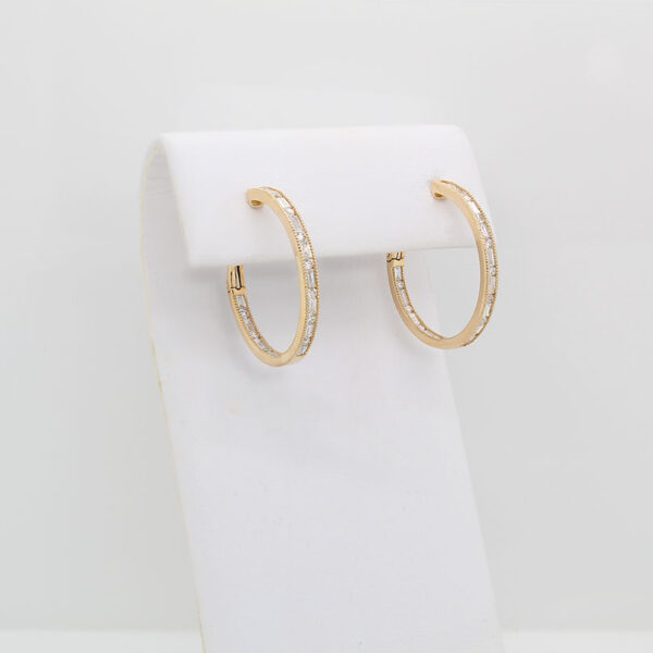 "Brilliant Baguettes" Diamond Hoop Earrings - Image 3