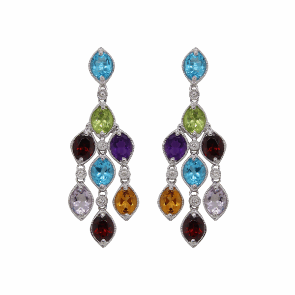 "Rainbow Chandelier" Multistone Earrings