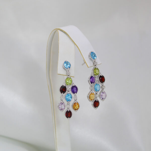 "Rainbow Chandelier" Multistone Earrings - Image 2