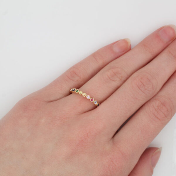 "Rainbow" Multicolored Sapphire Band - Image 3