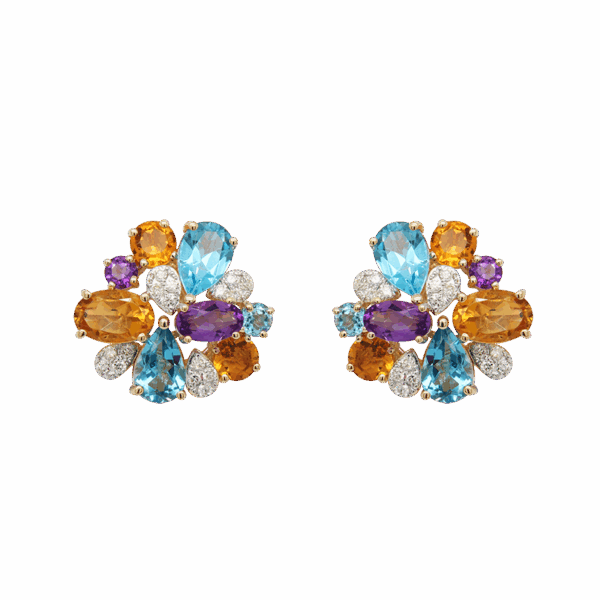 "Colorful Cluster" Multi-Stone Stud Earrings