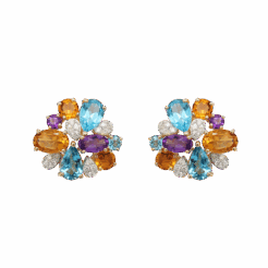 "Colorful Cluster" Multi-Stone Stud Earrings