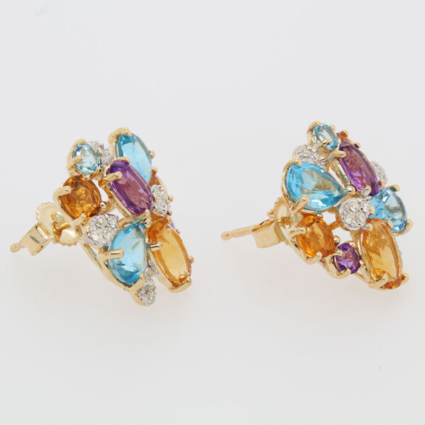 "Colorful Cluster" Multi-Stone Stud Earrings - Image 2