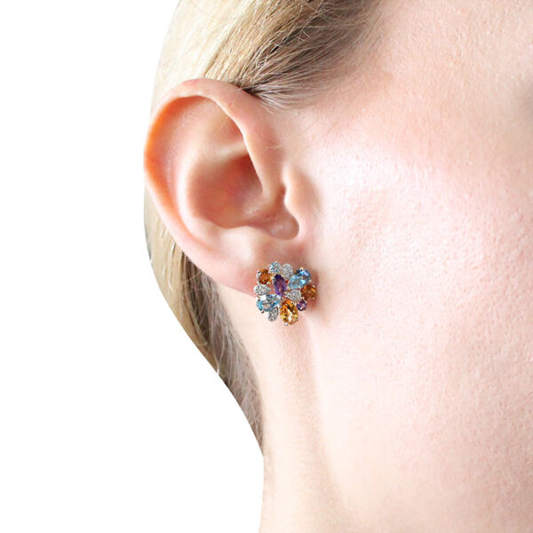 "Colorful Cluster" Multi-Stone Stud Earrings - Image 3
