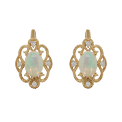 "Hidden Rainbow" Opal and Diamond Earrings