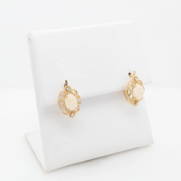 "Hidden Rainbow" Opal and Diamond Earrings - Image 3