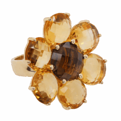 "Sunflower" Citrine and Smoky Quartz Ring