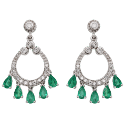 "Green Drops" Emerald and Diamond Earrings
