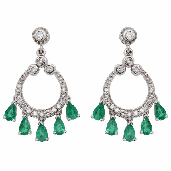 "Green Drops" Emerald and Diamond Earrings