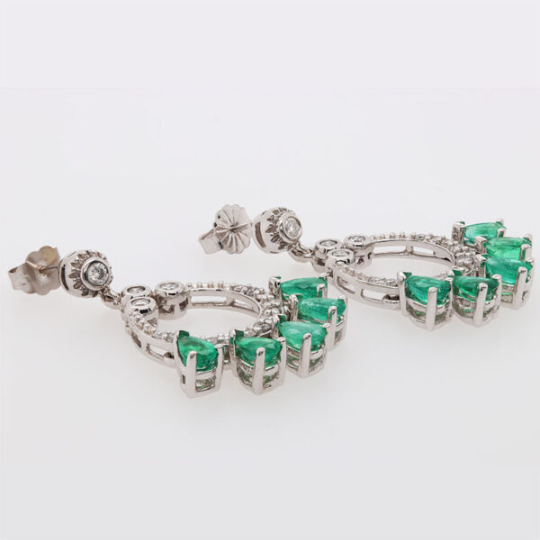 "Green Drops" Emerald and Diamond Earrings - Image 2