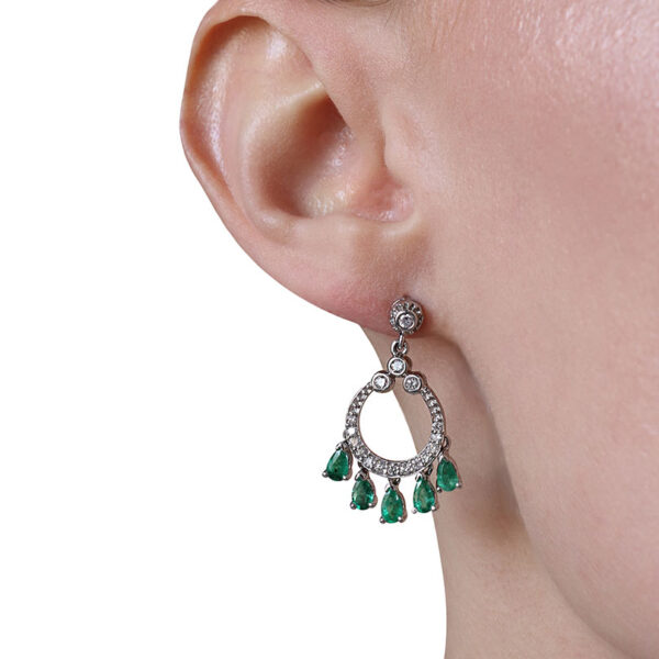 "Green Drops" Emerald and Diamond Earrings - Image 3