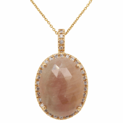 "Champagne Rose" Sliced Sapphire Pendant
