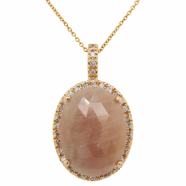"Champagne Rose" Sliced Sapphire Pendant