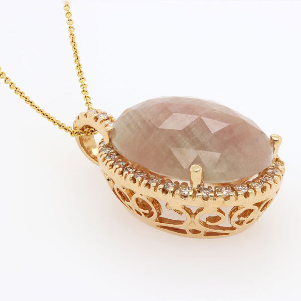 "Champagne Rose" Sliced Sapphire Pendant - Image 2