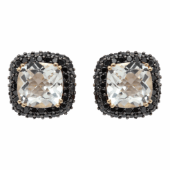 "Clear As Day" White Topaz and Black Diamond Earrings