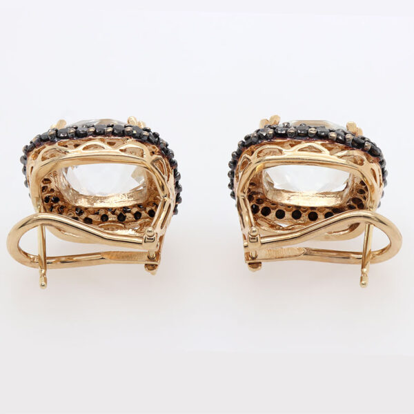 "Clear As Day" White Topaz and Black Diamond Earrings - Image 2
