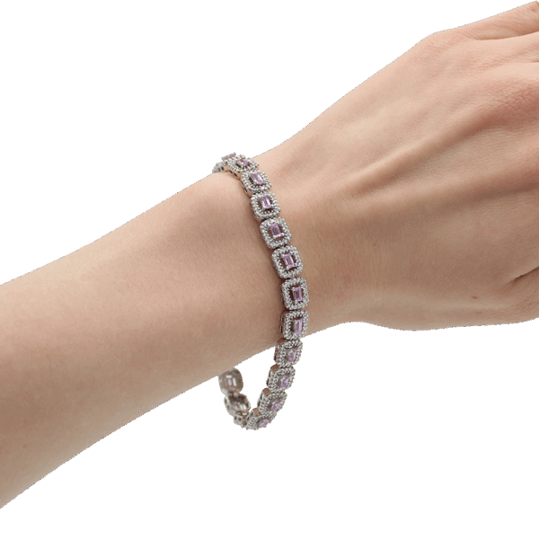 "Geometric Glitter" Pink Sapphire Bracelet