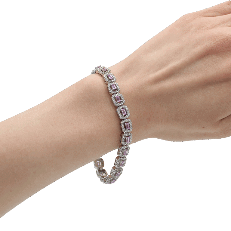 "Geometric Glitter" Pink Sapphire Bracelet