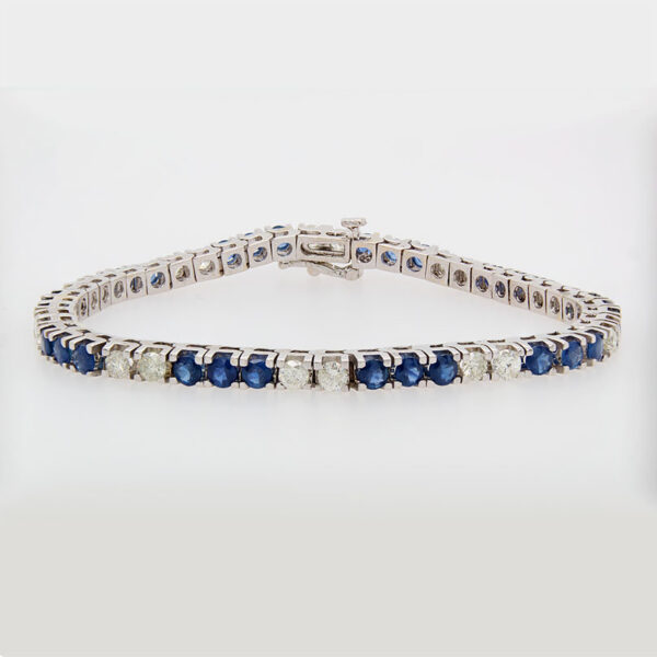 "Blue and White" Sapphire and Diamond Bracelet - Image 2