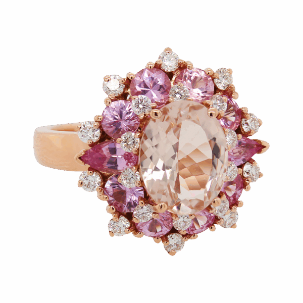 "Peony Pink" Morganite and Pink Sapphire Ring