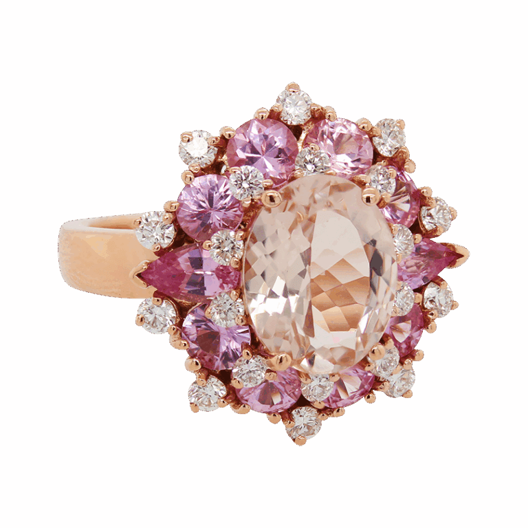 "Peony Pink" Morganite and Pink Sapphire Ring