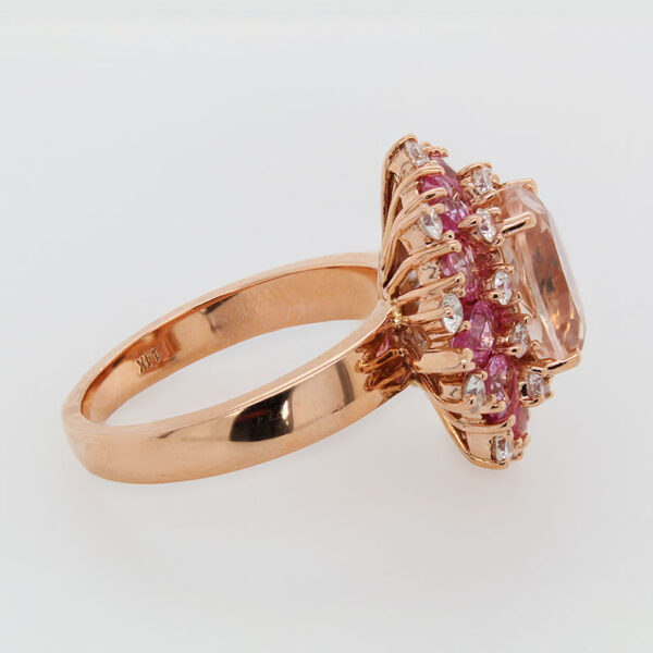 "Peony Pink" Morganite and Pink Sapphire Ring - Image 3