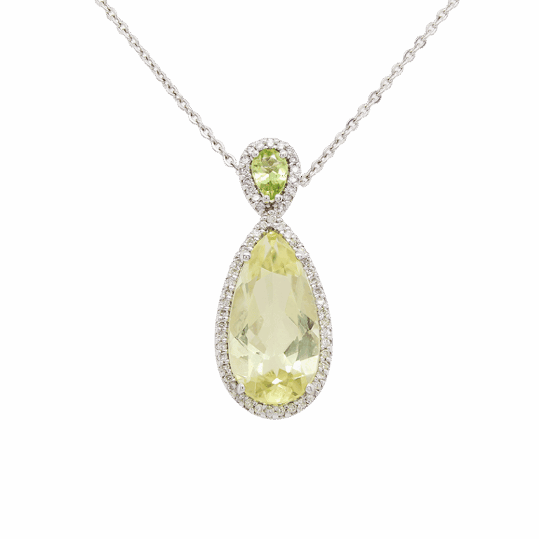 "Limeade" Lemon Quartz and Peridot Pendant