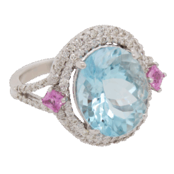 "Cotton Candy" Aquamarine and Pink Sapphire Ring