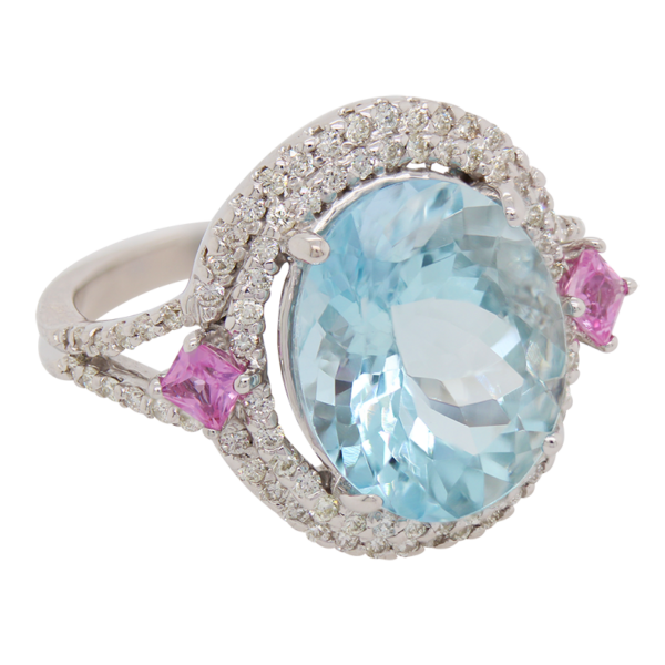 "Cotton Candy" Aquamarine and Pink Sapphire Ring