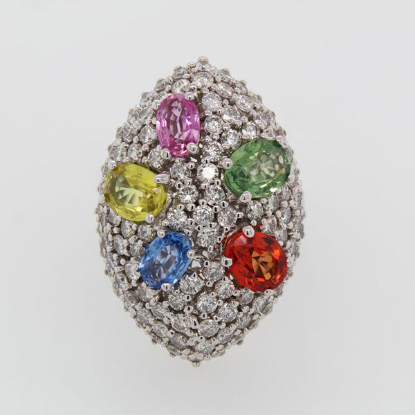 "Confetti" Multicolored Sapphire Ring - Image 2