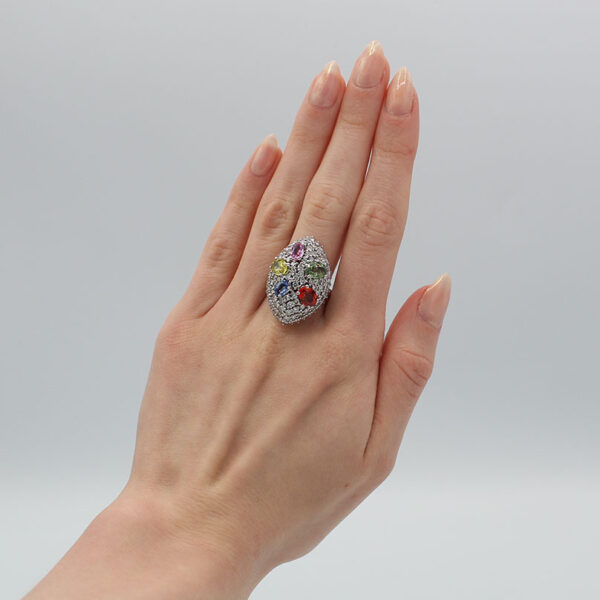 "Confetti" Multicolored Sapphire Ring - Image 3