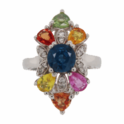 "Rainbow Flower" Sapphire Ring